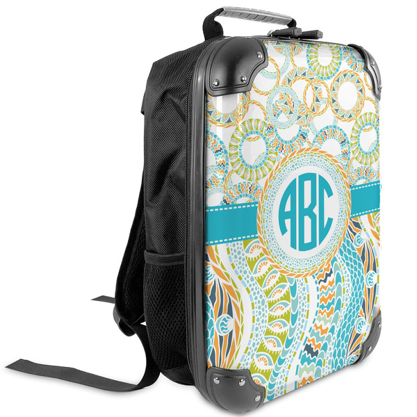 Custom Teal Circles & Stripes Kids Hard Shell Backpack (Personalized)
