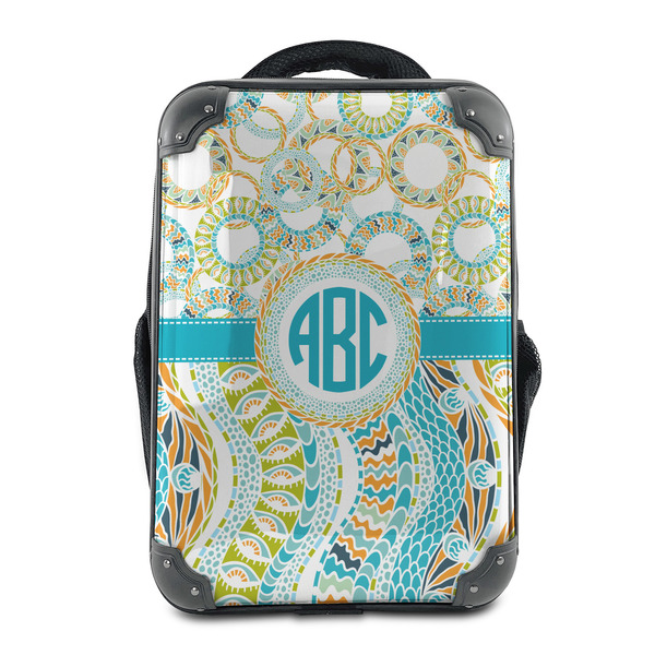 Custom Teal Circles & Stripes 15" Hard Shell Backpack (Personalized)