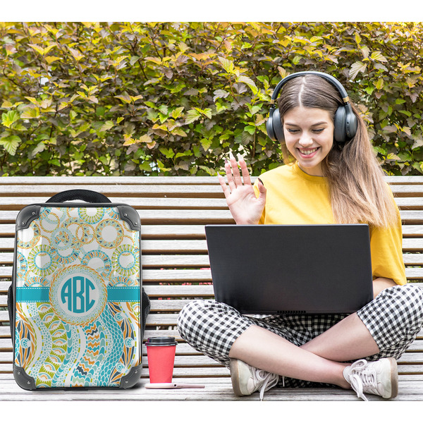 Teal Circles & Stripes 15" Backpack - LIFESTYLE