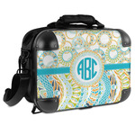 Teal Circles & Stripes Hard Shell Briefcase (Personalized)