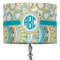 Teal Circles & Stripes 16" Drum Lampshade - ON STAND (Fabric)
