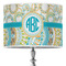 Teal Circles & Stripes 16" Drum Lampshade - ON STAND (Poly Film)