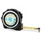 Teal Circles & Stripes 16 Foot Black & Silver Tape Measures - Front