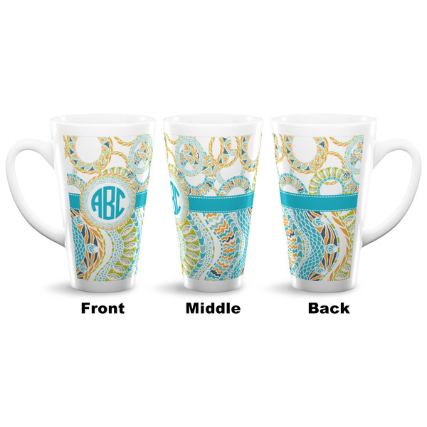 Teal Circles & Stripes 16 Oz Latte Mug - Approval