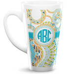 Teal Circles & Stripes Latte Mug (Personalized)
