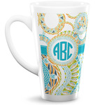 Teal Circles & Stripes 16 Oz Latte Mug (Personalized)