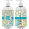 Teal Circles & Stripes 16 oz Plastic Liquid Dispenser- Approval- White