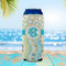 Teal Circles & Stripes 16oz Can Sleeve - LIFESTYLE