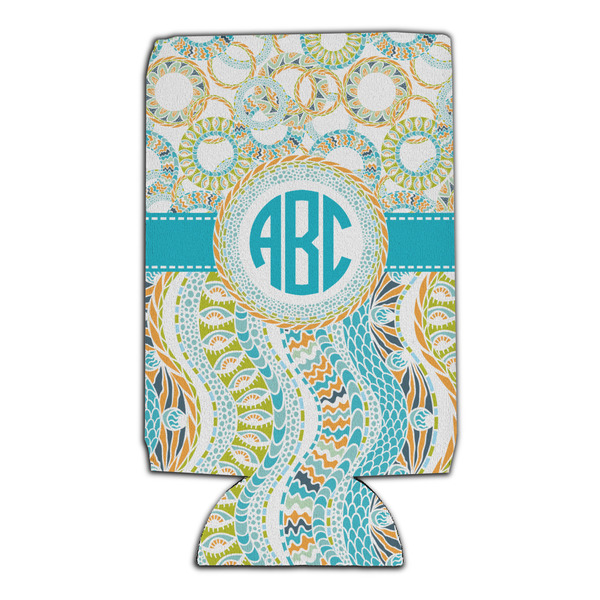 Teal Circles & Stripes 16oz Can Sleeve - Set of 4 - FRONT