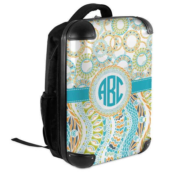 Teal Circles & Stripes 18" Hard Shell Backpacks - ANGLED VIEW