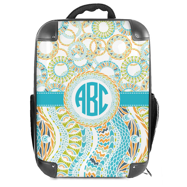 Custom Teal Circles & Stripes Hard Shell Backpack (Personalized)