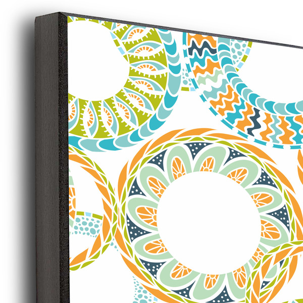 Teal Circles & Stripes 20x24 Wood Print - Closeup