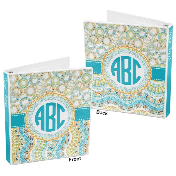 Teal Circles & Stripes 3-Ring Binder Front and Back