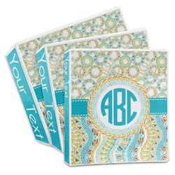 Teal Circles & Stripes 3-Ring Binder (Personalized)