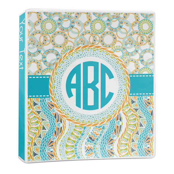 Custom Teal Circles & Stripes 3-Ring Binder - 1 inch (Personalized)