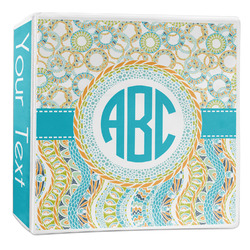 Teal Circles & Stripes 3-Ring Binder - 2 inch (Personalized)