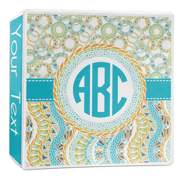 Custom Teal Circles & Stripes 3-Ring Binder - 2 inch (Personalized)