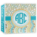 Teal Circles & Stripes 3-Ring Binder - 3 inch (Personalized)