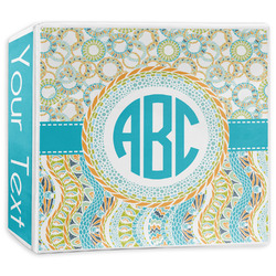 Teal Circles & Stripes 3-Ring Binder - 3 inch (Personalized)