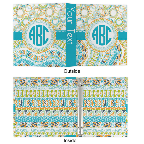 Teal Circles & Stripes 3 Ring Binders - Full Wrap - 1" - APPROVAL