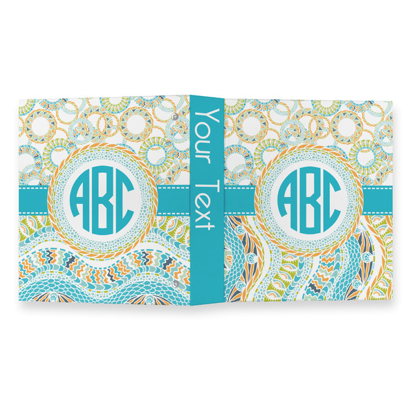 Teal Circles & Stripes 3 Ring Binders - Full Wrap - 1" - OPEN OUTSIDE