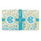 Teal Circles & Stripes 3 Ring Binders - Full Wrap - 1" - OPEN OUTSIDE