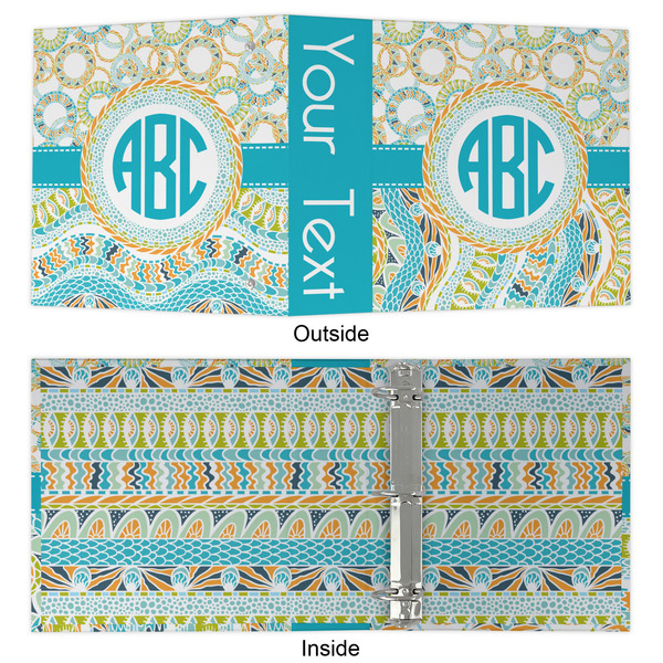 Teal Circles & Stripes 3 Ring Binders - Full Wrap - 2" - APPROVAL
