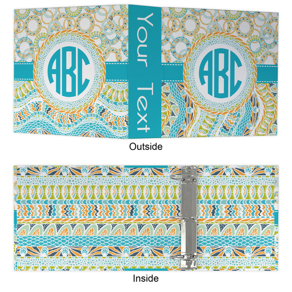 Teal Circles & Stripes 3 Ring Binders - Full Wrap - 3" - APPROVAL