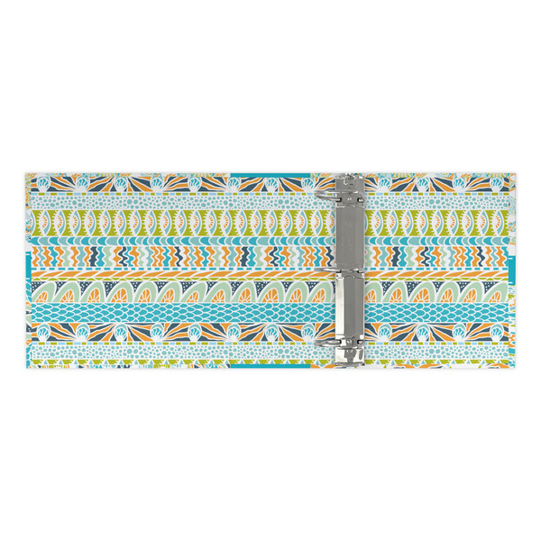 Teal Circles & Stripes 3 Ring Binders - Full Wrap - 3" - OPEN INSIDE