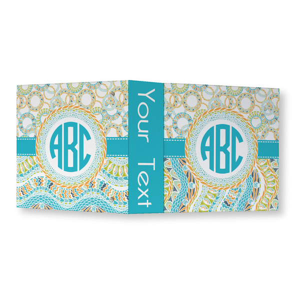 Teal Circles & Stripes 3 Ring Binders - Full Wrap - 3" - OPEN OUTSIDE