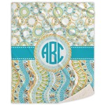 Teal Circles & Stripes Sherpa Throw Blanket (Personalized)