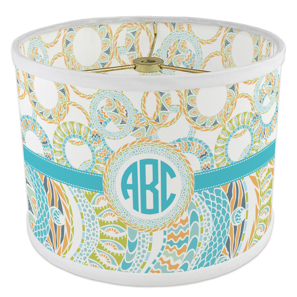 Teal Circles & Stripes 8" Drum Lampshade - ANGLE Poly-Film