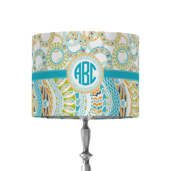 Custom Teal Circles & Stripes 8" Drum Lamp Shade - Fabric (Personalized)