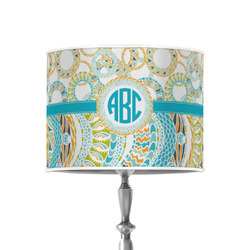Teal Circles & Stripes 8" Drum Lamp Shade - Poly-film (Personalized)