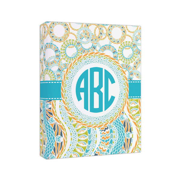 Teal Circles & Stripes 8x10 - Canvas Print - Angled View