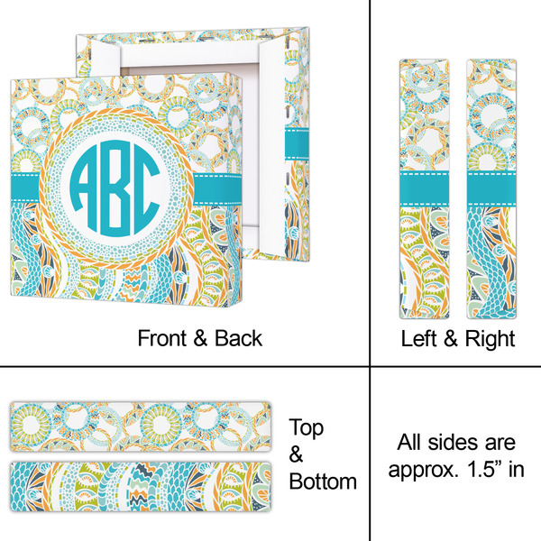 Teal Circles & Stripes 8x8 - Canvas Print - Approval