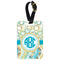 Teal Circles & Stripes Metal Luggage Tag w/ Monogram