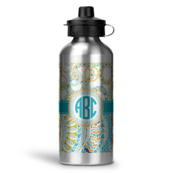 Teal Circles & Stripes Water Bottles - 20 oz - Aluminum (Personalized)