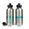 Teal Circles & Stripes Aluminum Water Bottle - Front and Back