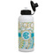 Teal Circles & Stripes Aluminum Water Bottle - White Front