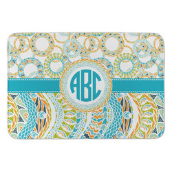 Teal Circles & Stripes Anti-Fatigue Kitchen Mat (Personalized)