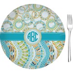 Teal Circles & Stripes 8" Glass Appetizer / Dessert Plates - Single or Set (Personalized)