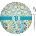 Teal Circles & Stripes 8" Glass Appetizer / Dessert Plates - Single or Set (Personalized)