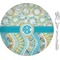 Teal Circles & Stripes 8" Glass Appetizer / Dessert Plates - Single or Set (Personalized)