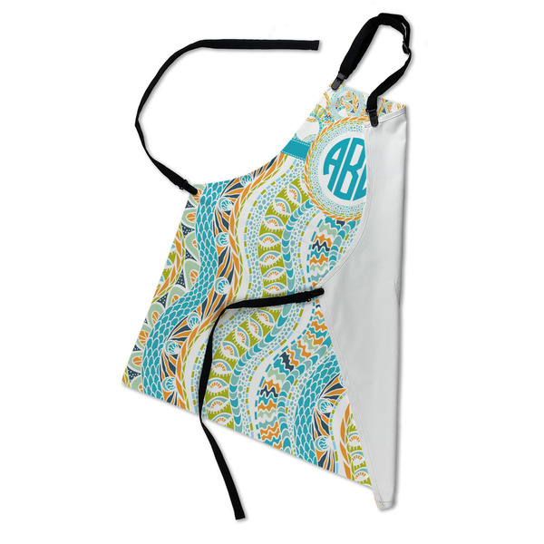 Teal Circles & Stripes Apron - Folded