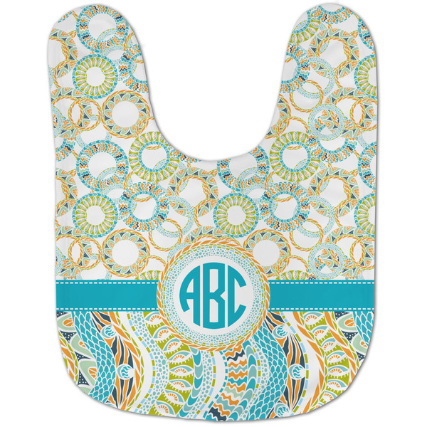 Teal Circles & Stripes Baby Bib - AFT flat
