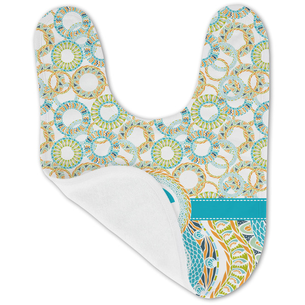 Teal Circles & Stripes Baby Bib - AFT folded
