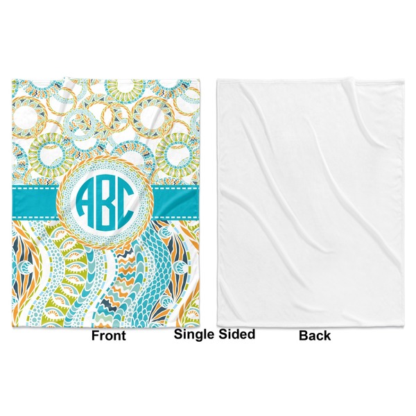 Teal Circles & Stripes Baby Blanket (Single Side - Printed Front, White Back)