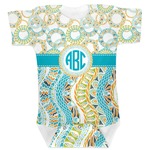 Teal Circles & Stripes Baby Bodysuit 3-6 (Personalized)