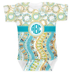 Teal Circles & Stripes Baby Bodysuit (Personalized)